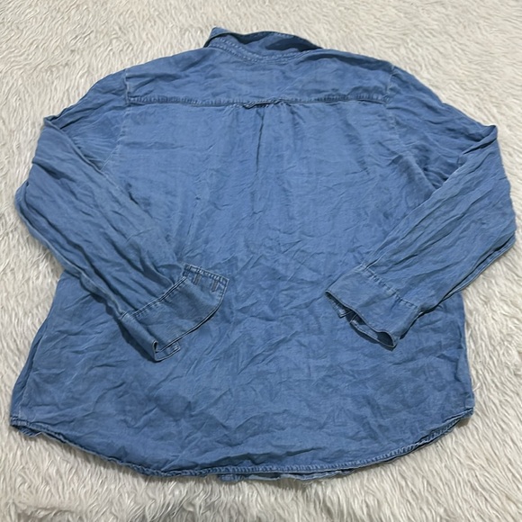 Style and co blue pleated long sleeve button down shirt size xl - Picture 5 of 5